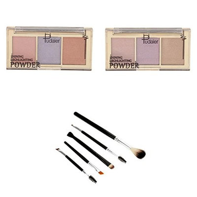 D DOLITY Makeup Facial Concealer Powder Palette Eye Shadow Palette 6 Color with Makeup Brush Set Eyelash Foundation Eyebrow Brushes Set