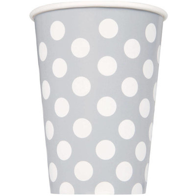12oz Paper Silver Polka Dot Cups, 6ct