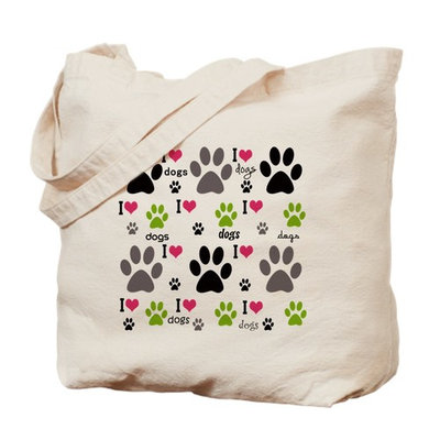 CafePress - I Love Dogs - Natural Canvas Tote Bag, Cloth Shopping Bag