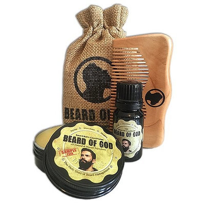 Beard of God Oil + Balm + Wood Comb & Sack Organic TOBACCO HAVANA Sample Pack