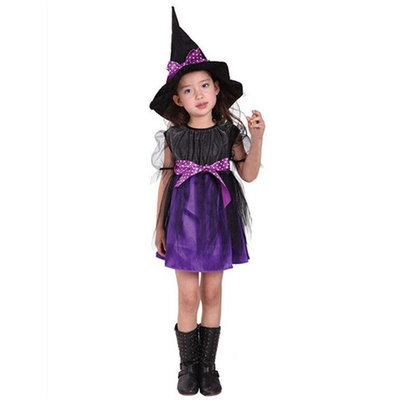 Kintaz Toddler Kids Baby Little Girls Witch Costume Accessory Fairy Halloween Cosplay Party Fancy Dress +Hat Outfit