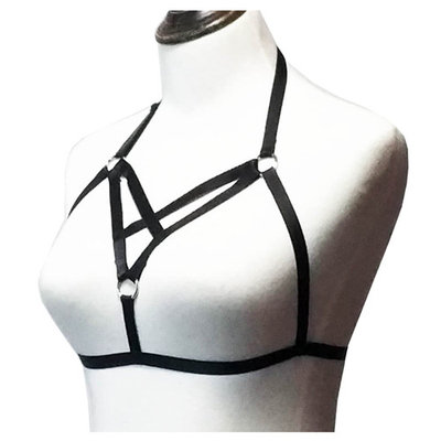 Black?Jelinda Women Harness Bralette Cupless Cage Bra Sexy Lingerie