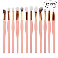FRCOLOR 12 Pcs Makeup Brush Set Premium Nylon Fiber Wood Handle Cosmetics Brushes for Women-Pink (T-12-044)