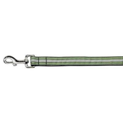 Mirage 125-007 1004GR Preppy Stripes Ribbon Dog Collar Green/White 4' Leash