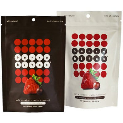 Mixed pack- Soft strawberry centers covered in Milk chocolate and Dark chocolate - Berra Bites (Pack of 4)