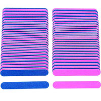 Sumind 100 Pack Disposable Nail Files Double Sided Emery Boards Manicure Tools, Blue and Pink