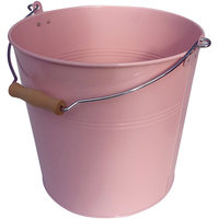Organize It All Round Metal Bucket with Wood Handle Pink