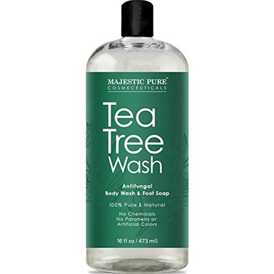 Antifungal Tea Tree Body Wash, Helps Nail Fungus, Athletes Foot, Ringworms, Jock Itch, Acne, Eczema & Body Odor, Soothes Itching & Promotes Healthy Feet, Skin and Nails, Naturally Scented, 16 fl. oz.