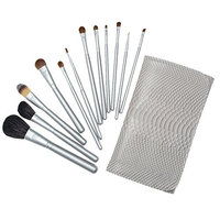 12 Pcs Makeup Brushes for Face and Eye Premium Synthetic Hair, with Brush Bag Organizer Silver