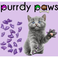 Soft anti scratch nail caps for cat claws * purple glitter * small size * Purrdy Paws brand