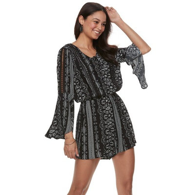 Juniors' American Rag Lace-Up Flare-Sleeve Romper