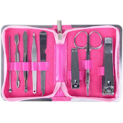 SHANY 8 in 1 Stainless Steel Chic Manicure/Pedicure Kit with Black Case, 8 pc