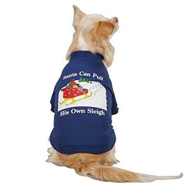 Zack & Zoey Santa's Sleigh Pet Tee Shirt - Navy Blue