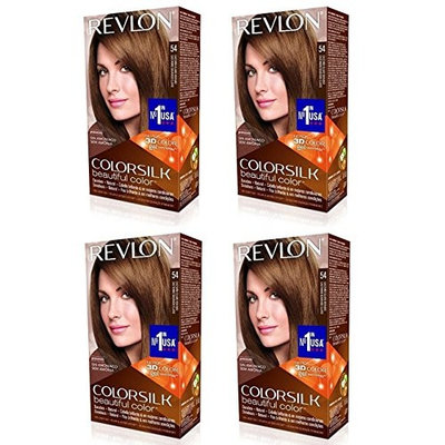 Revlon ColorSilk Hair Color 54 Light Golden Brown 1 Each (Pack of 4) + FREE Schick Slim Twin ST for Dry Skin