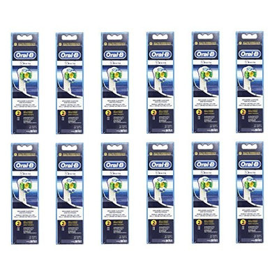 OralB 3D White, Advanced Cleaning and Whitening, Replacement Brush Heads, 2 Count (Pack of 12) + FREE Curad Dazzle Bandages, 25 Ct.
