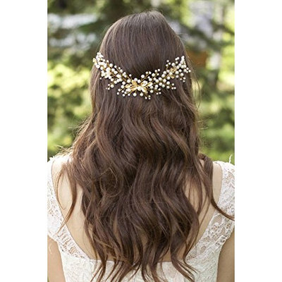 FXmimior Bridal Wedding Headpiece Hair Vine Vintage Gold Hair Comb Crystals Rhinestone Headband Tiara Wedding Party Evening Hair Accessory