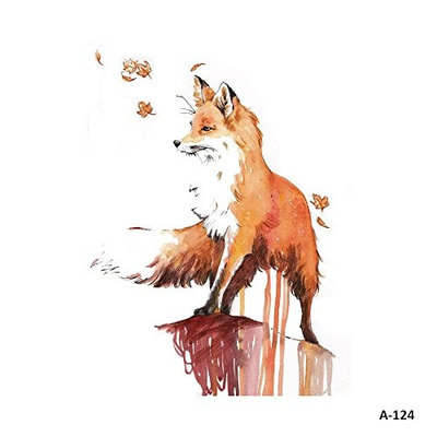 WYUEN 5 Sheets Fox Temporary Tattoo Waterproof Fake Tattoo Sticker For Women Men Body Art 9.8X6cm FA-124
