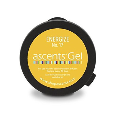 Ascents Energize No. 17 Clinical Aromatherapy Essential Oil Refill Gel Cartridge (for Ascents Diffuser); Aromatherapy for Natural Energy & Mood Boost; Hypoallergenic; Freshens Air 30+ Days; 600 Sq Ft