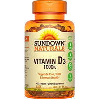 6 Pack Sundown Naturals Vitamin D3 1000IU Dietary Supplement 400 Softgels Each
