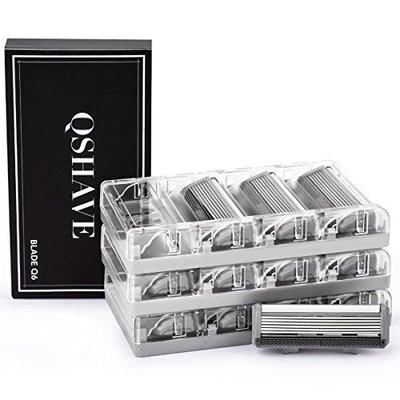 QSHAVE X6 Blade (6-Blade) Razor Cartridges/Refills with Trimmer Made in Germany Fit QSHAVE Black Series Razor