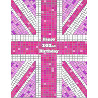 Happy 102nd Birthday: Pink Union Jack Themed Notebook, Journal, Diary, 105 Lined Pages, Cute Birthday Gifts for 102 Year Old Women, Mom, Great Grandma, Best Friend, Book Size 8 1/2