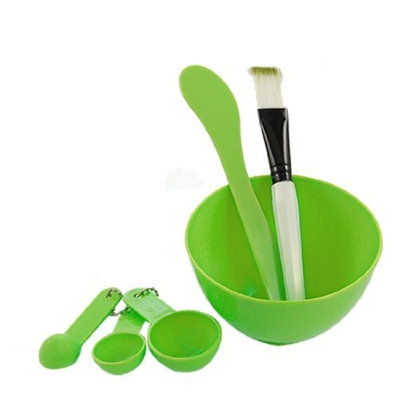 uxcell Lady 4 in 1 DIY Facial Mask Mixing Bowl Brush Set Green
