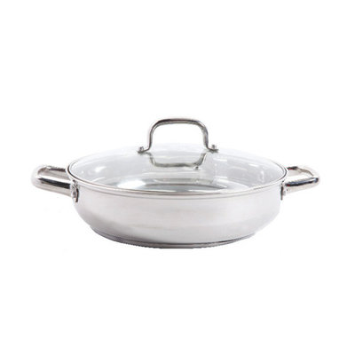 Oster Adenmore Stainless Steel 12 In. Low Pot with Tempered Glass Lid