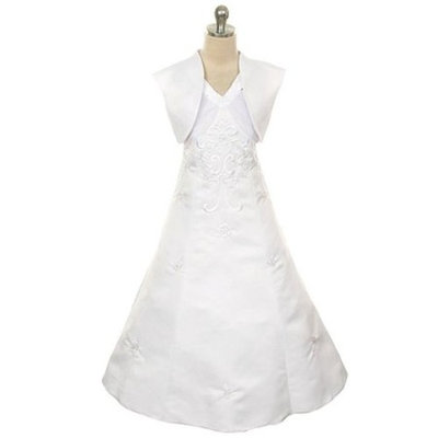 Rain Kids Girls 14 White Sequin Floral Special Occasion Dress