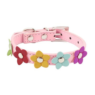 Faux Leather Adjustable Buckle Puppy Pet Dog Neck Collar Belt Strap Pink Size XS