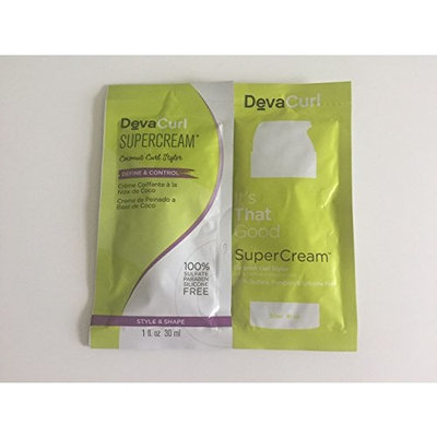 DevaCurl SUPERCREAM Coconut Curl Styler, Set of 2 Travel Packets,, each 1 oz