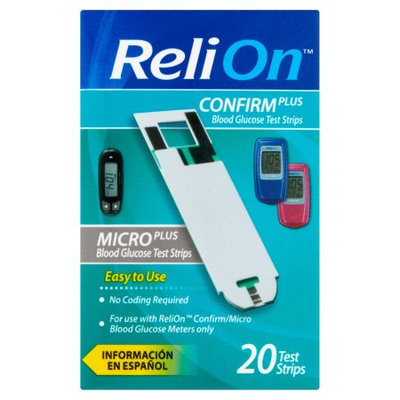 ReliOn Confirm/Micro Blood Glucose Test Strips, 20ct