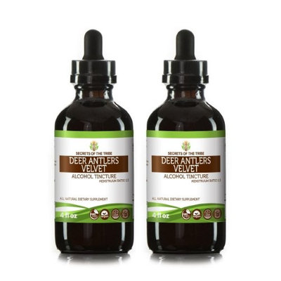 Secrets Of The Tribe Deer Antlers Velvet Tincture Alcohol Extract (Deer Antlers Velvet) Antlers Deer 2x4 oz