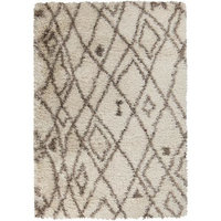 5' x 8' Diamond Jazz Tan and Chocolate Brown Hand Woven Wool Area Throw Rug
