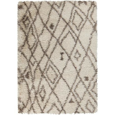 5' x 8' Diamond Jazz Tan and Chocolate Brown Hand Woven Wool Area Throw Rug