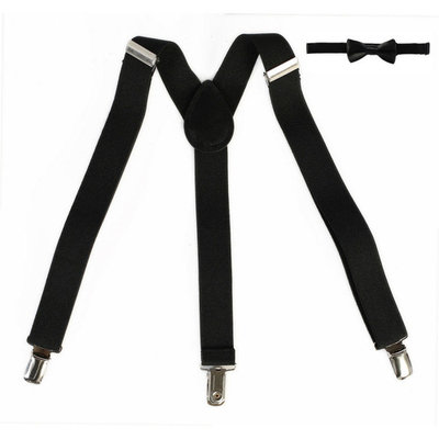 Little Boys Black Suspenders Adjustable & Bow-Tie Set 2T-7