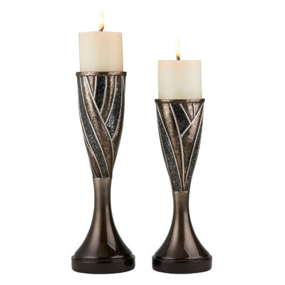 Ore Furniture K-4292C 12 In, 14 in. Kairavi Candleholder, Gold Brown (Pack of 2)