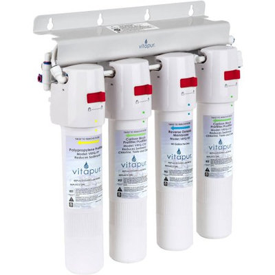 Vitapur Four Stage 23.3 GPD Quick Connect Reverse Osmosis Water Treatment System, White