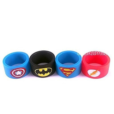 Vape band rings ( Pack of 4 one of each design ) 19mm x 12mm New Batman Superman Captain America Flash For RTA RDA Atomizers UKSELLINGSUPPLIERS