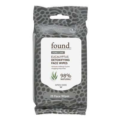FOUND PORE CARE Eucalyptus Detoxifying Face Wipes, 25 Count
