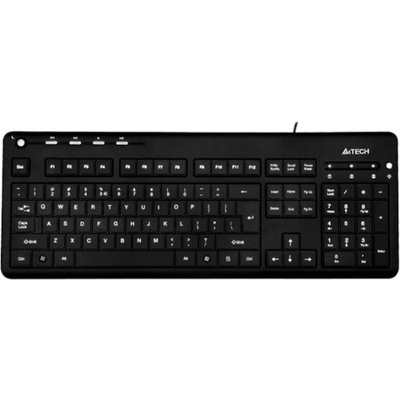 A4Tech Blue LED-backlit Illuminated Multimedia Keyboard with LED Power On/Off button and One-touch hotkeys (English/USB/Black)