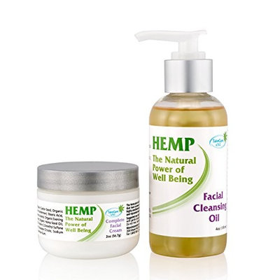 Facial Moisturizer Cream & Face Wash for Women & Men, Natural Organic Skin Care KIT Enriched with Hemp Seed Oil, Vitamins C & E & More, Anti-Wrinkle Anti-Aging Daily Regimen for Dry, Sensitive & Oily