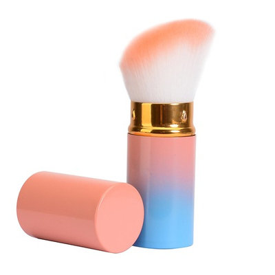 SUAYLLA Retractable Angled Face Blush Brush Contour Brush Kabuki Brush Portable Fashionable Makeup Brush with Soft Synthetic Fiber Bristles(Gradient color)