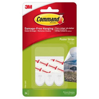 3M Command⢠Small Poster Strips, White, 24 Strips