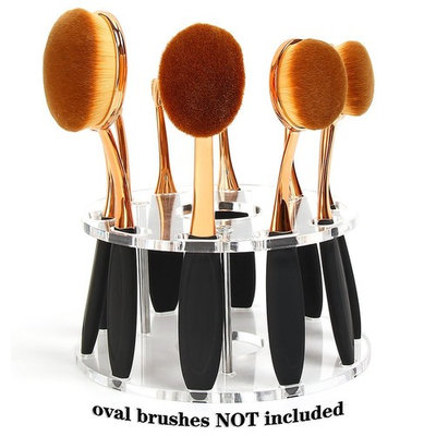 DSCbeauty 10 Holes Oval Makeup Brush Set Holder Toothbrush Makeup Brush Kit Drying Rack Oval Brushes Organizer