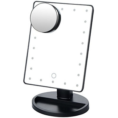 LED Vanity Mirror, Touch Screen 22 LED Lighted Make Up Mirror w/ Removable 10x Magnifying Mirror Rotation Tabletop Stand - Christmas Valentine’s Present Gift for Girls Women