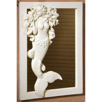 Flowing Hair Mermaid Adorned 14 Inch Wall Mirror Beach House Decor