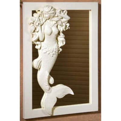 Flowing Hair Mermaid Adorned 14 Inch Wall Mirror Beach House Decor
