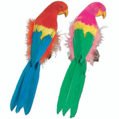 Pack of 6 Vibrant Brightly Colored Feathered Parrot Luau Party Decorations 12
