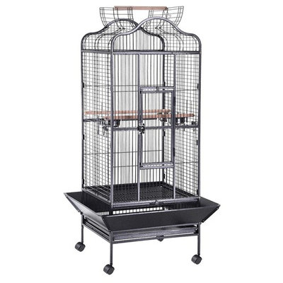 Yescom Large OpenTop Parrot Bird Cage DomeTop Play Top Vein Black Finch House Pet Supply