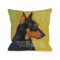 One Bella Casa Miniature Pinscher 1 Pillow for Pets, 16 by 16-Inch
